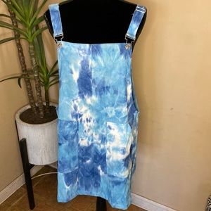 SHEIN Blue Tie Dye Corduroy Overall Dress (Large)